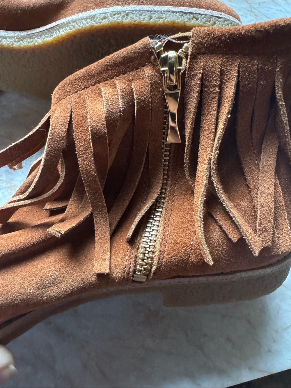 kate spade Suede Fringe Ankle Boots - Chestnut Brown - Picture 4 of 5